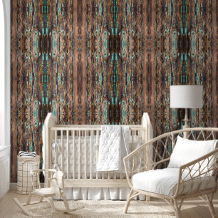 Brown wooden plank large pattern wallpaper