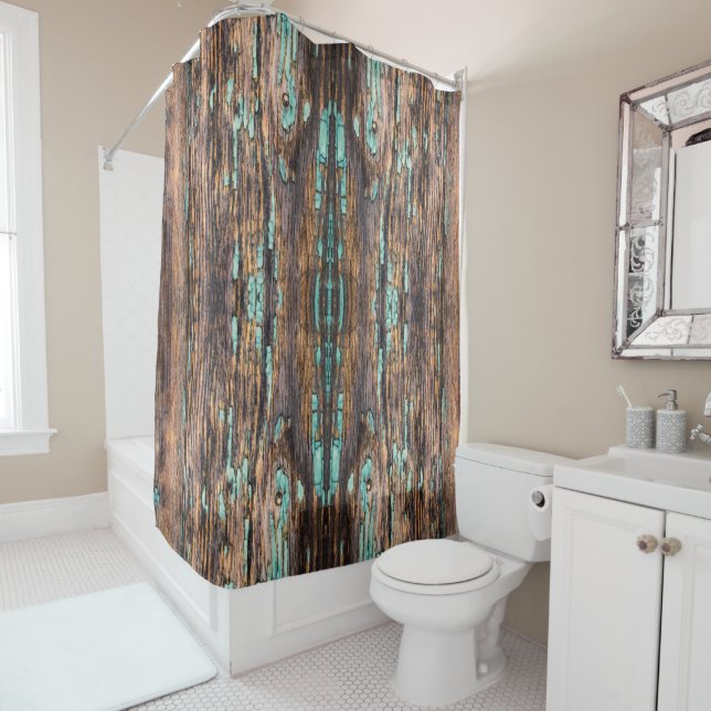 Brown wooden plank  x-large pattern shower curtain (In Situ)