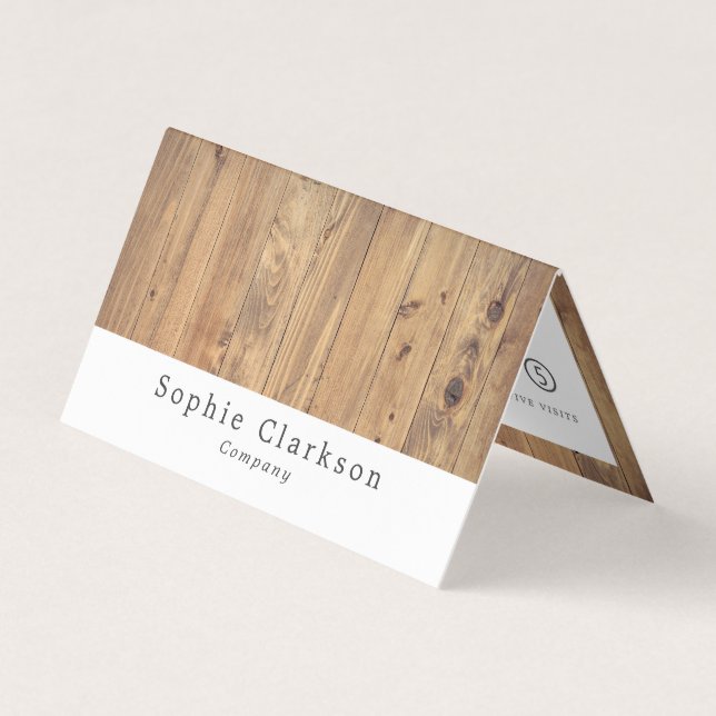 Brown Wooden Planks, Rustic Double Loyalty Business Card (Front)