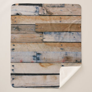 Brown wooden wall sherpa blanket