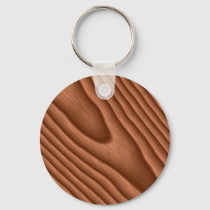 Brown Woodgrain Textured Key Ring
