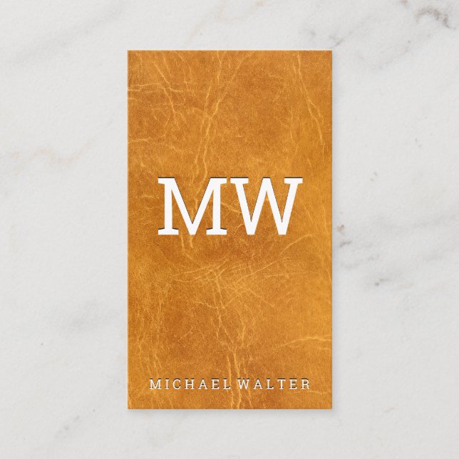 Brown Worn Leather  Business Card (Front)