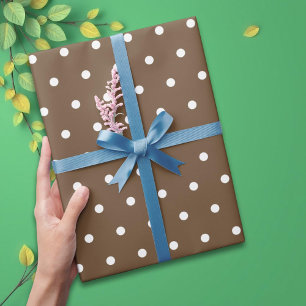 Brown wrapping paper with white polka dots