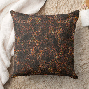 Brown wrinkled texture with burnt spots and cracks cushion