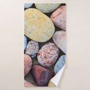 Brown yellow and gray stones bath towel