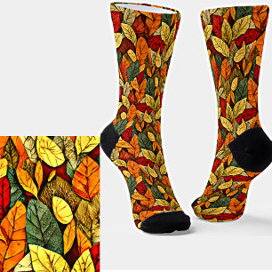 Brown & Yellow Autumn Leaves Socks