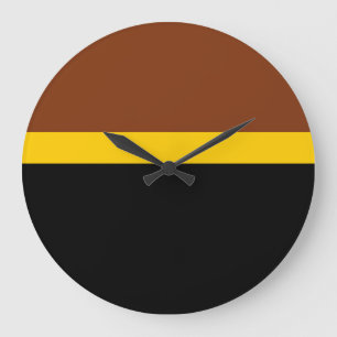 Brown Yellow Black Color Block Style Design Large Clock