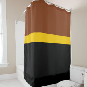 Brown Yellow Black Colour Block Style Design  Shower Curtain