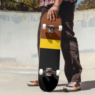 Brown Yellow Black Colour Block Style Design  Skateboard
