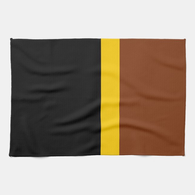 Brown Yellow Black Colour Block Style Design  Tea Towel (Horizontal)
