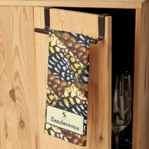 Brown, Yellow, Black Reeve's Pheasant Monogram Tea Towel