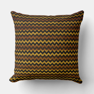 Brown Yellow Chevron Stripes Pattern Cushion