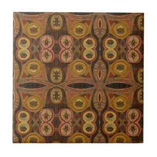 Brown yellow circles geometric design kitty voices tile