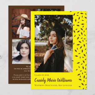 Brown Yellow Confetti Graduation Announcement