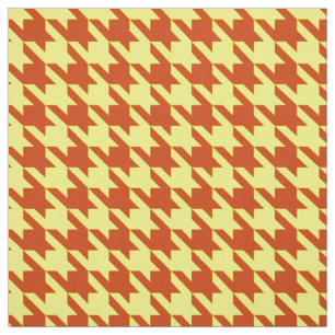 Brown Yellow Houndstooth Plaid Check Fabric