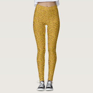 brown yellow leopard skin pattern leggings