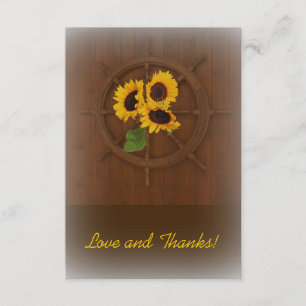 Brown yellow rustic sunflowers wedding thank you