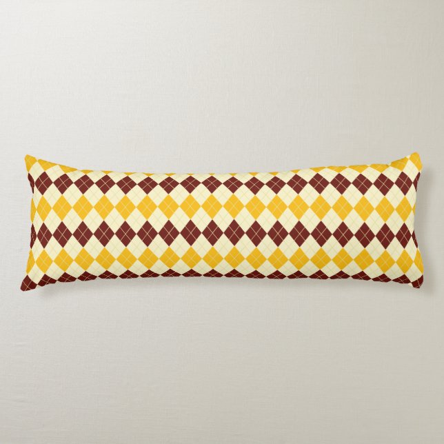 Brown - Yellow Scottish Tartan-Pattern Body Cushion (Front)