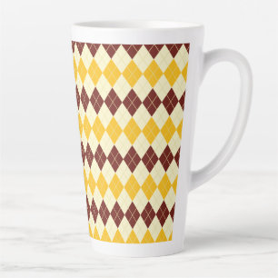 Brown - Yellow Scottish Tartan-Pattern Latte Mug