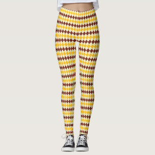 Brown - Yellow Scottish Tartan-Pattern Leggings