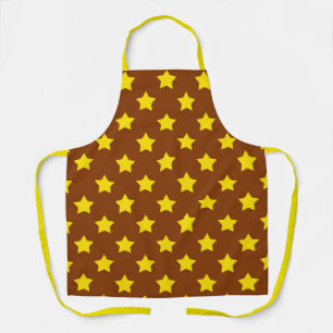 Brown Yellow Stars Pattern Decorative Apron