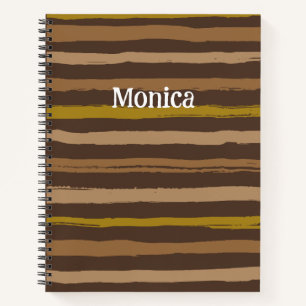 Brown & Yellow Stripes Personalised Names Notebook