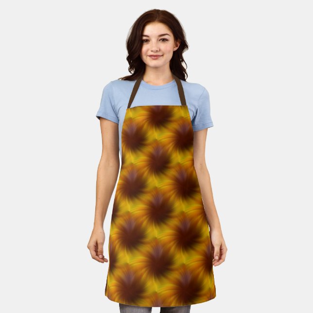 Brown Yellow Swirl Abstract Pattern    Apron (Worn)