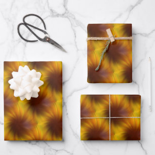 Brown Yellow Swirl Abstract Pattern   Wrapping Paper Sheet