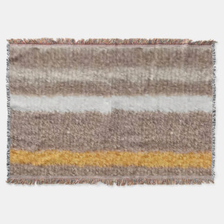 Brown, yellow, white plush stripes throw blanket