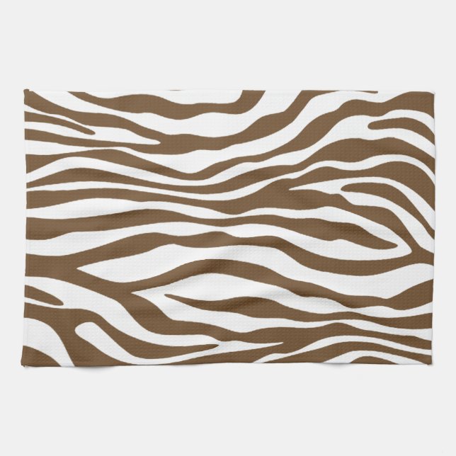 Brown Zebra Animal Print Tea Towel (Horizontal)