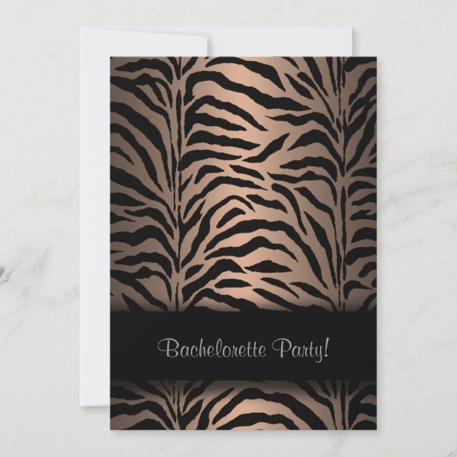 Brown Zebra Bachelorette Party Invitations (Front)