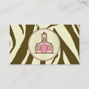 Brown Zebra Print / Pink  Teacher Business Card