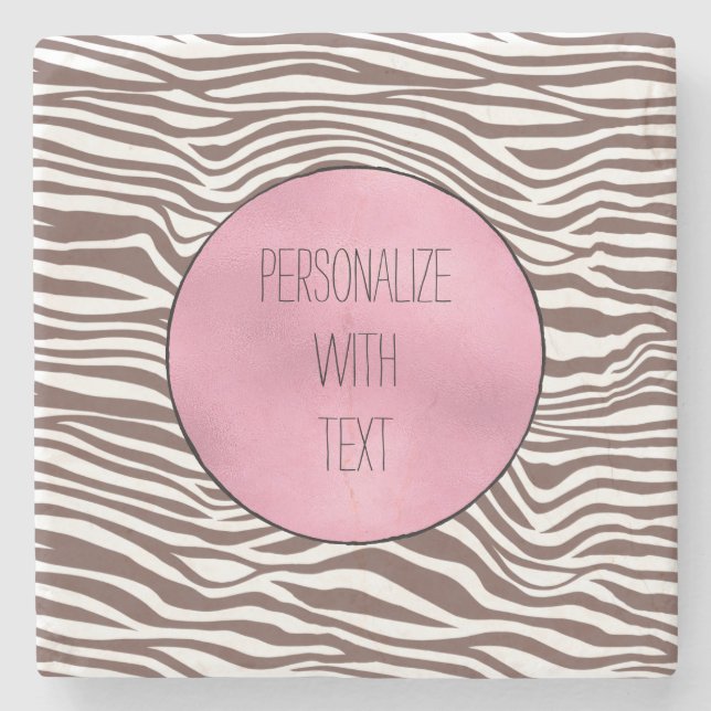 Brown Zebra Print Stone Coaster (Front)
