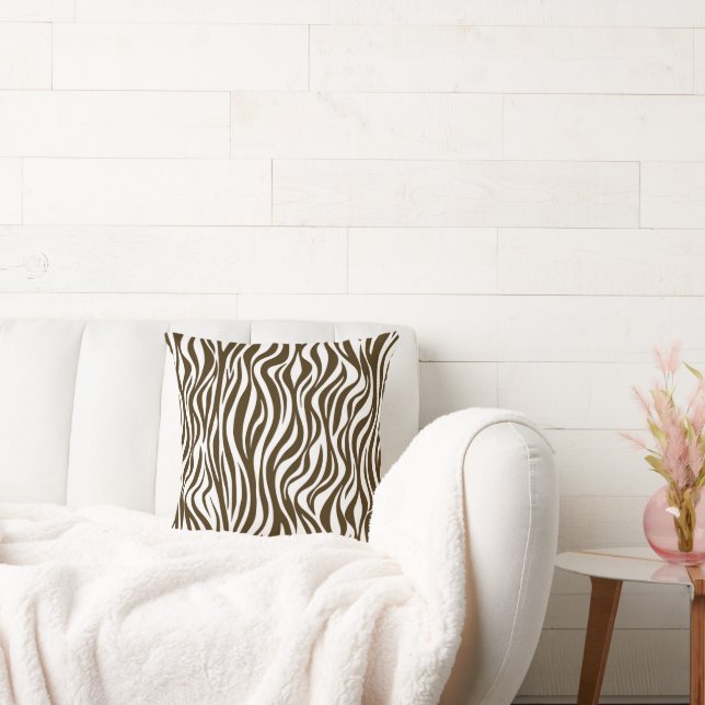 Brown Zebra Skin Print Cushion (Couch)
