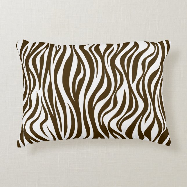 Brown Zebra Skin Print Decorative Cushion (Front)