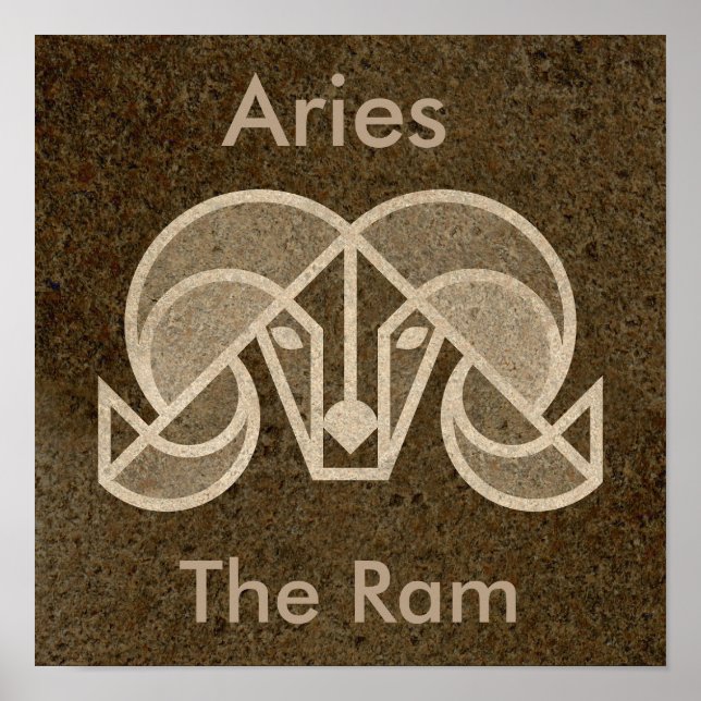 Brown Zodiac Aries, The Ram, Horoscope Poster (Front)