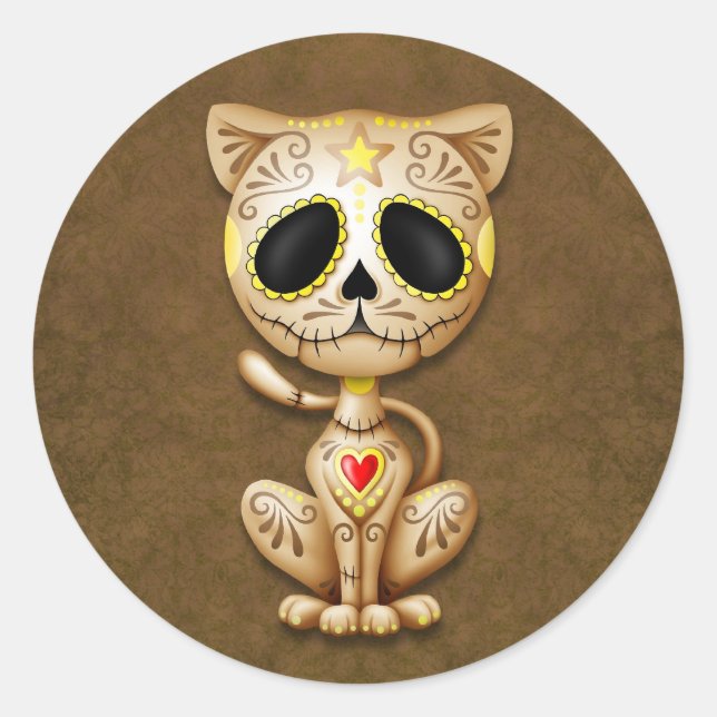 Brown Zombie Sugar Kitten Classic Round Sticker (Front)