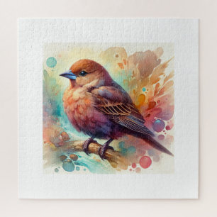 brownheaded cowbird 081024AREF127 - Watercolor Jigsaw Puzzle