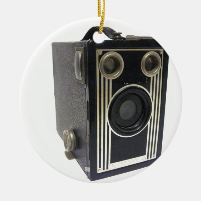 Brownie Antique Camera Ceramic Tree Decoration (Front)