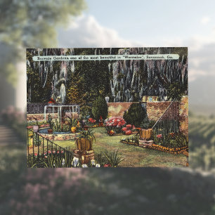 Brownie Gardens Wormsloe Savannah GA retro Postcard