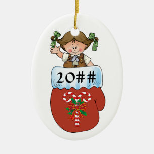 Brownie Mitten Brunette Ceramic Tree Decoration