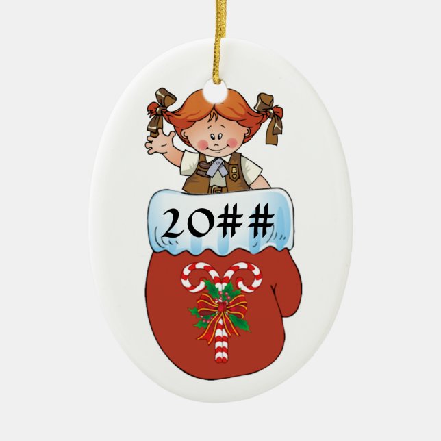Brownie Mitten Redhead Ceramic Tree Decoration (Front)