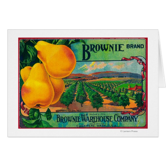 Brownie Pear Crate LabelCashmere, WA (Front Horizontal)
