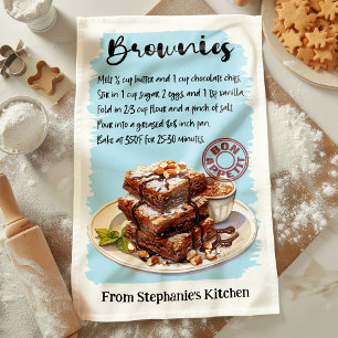Brownies Recipe Personalised Tea Towel