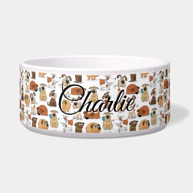 Brownish Cartoon Dog Bowl (Front)