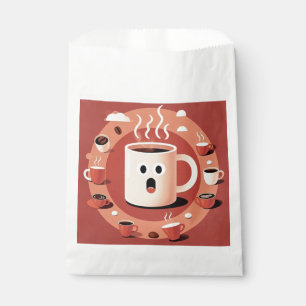 Brownish Cute funny Cartoon coffee cups Favour Bags