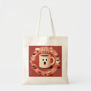 Brownish Cute funny Cartoon coffee cups  Tote Bag