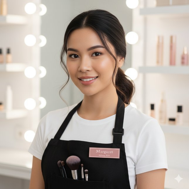 Brownish Pink Name Tag With Name & Job Title (Creator Uploaded)