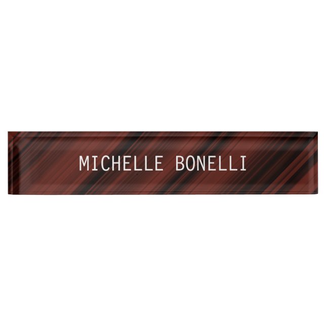 Brownish Red Black Plain Legible Modern Style Nameplate (Front)
