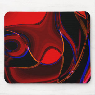 Brownish red curves and spots with blue strokes  t mouse pad